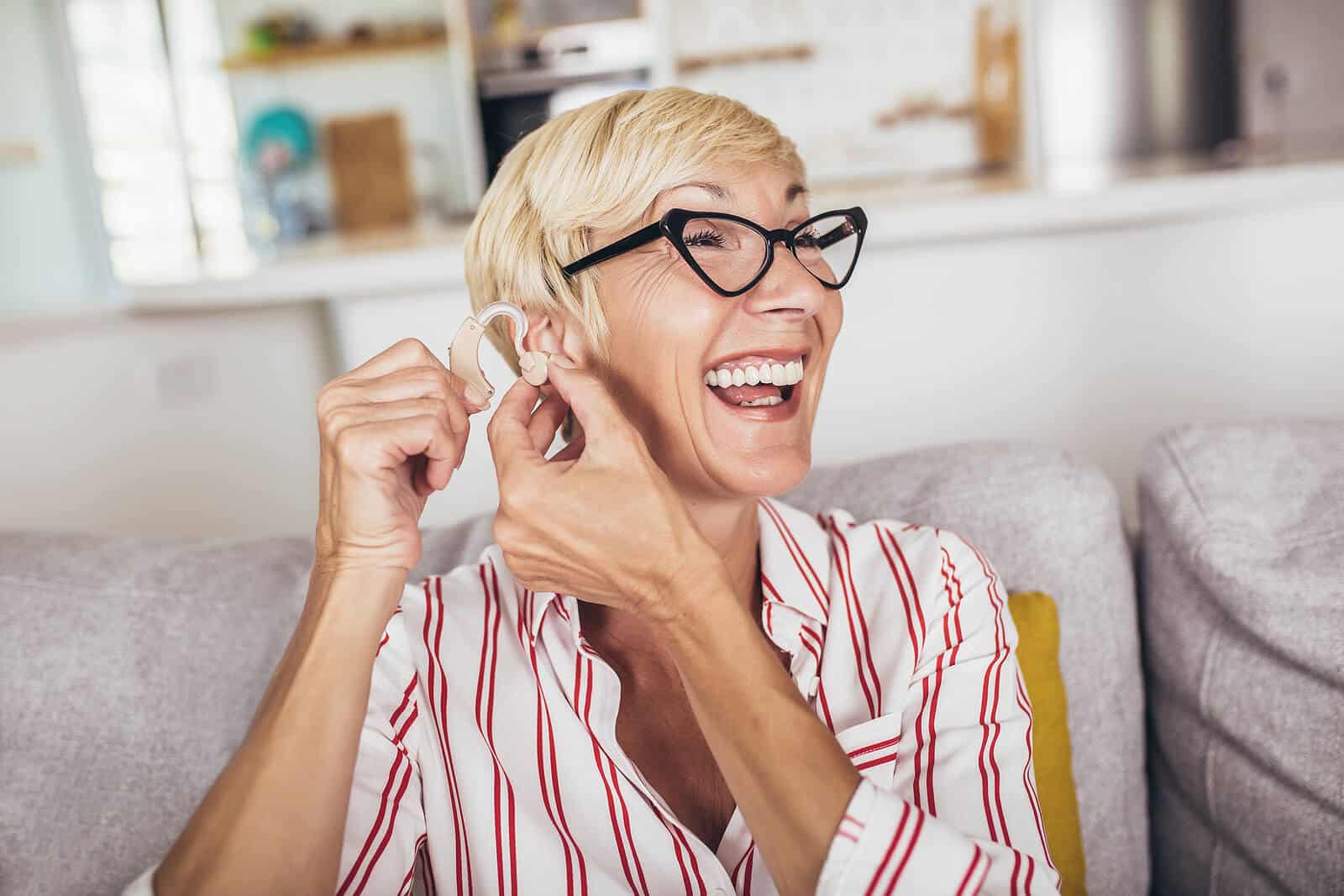 woman with hearing aids